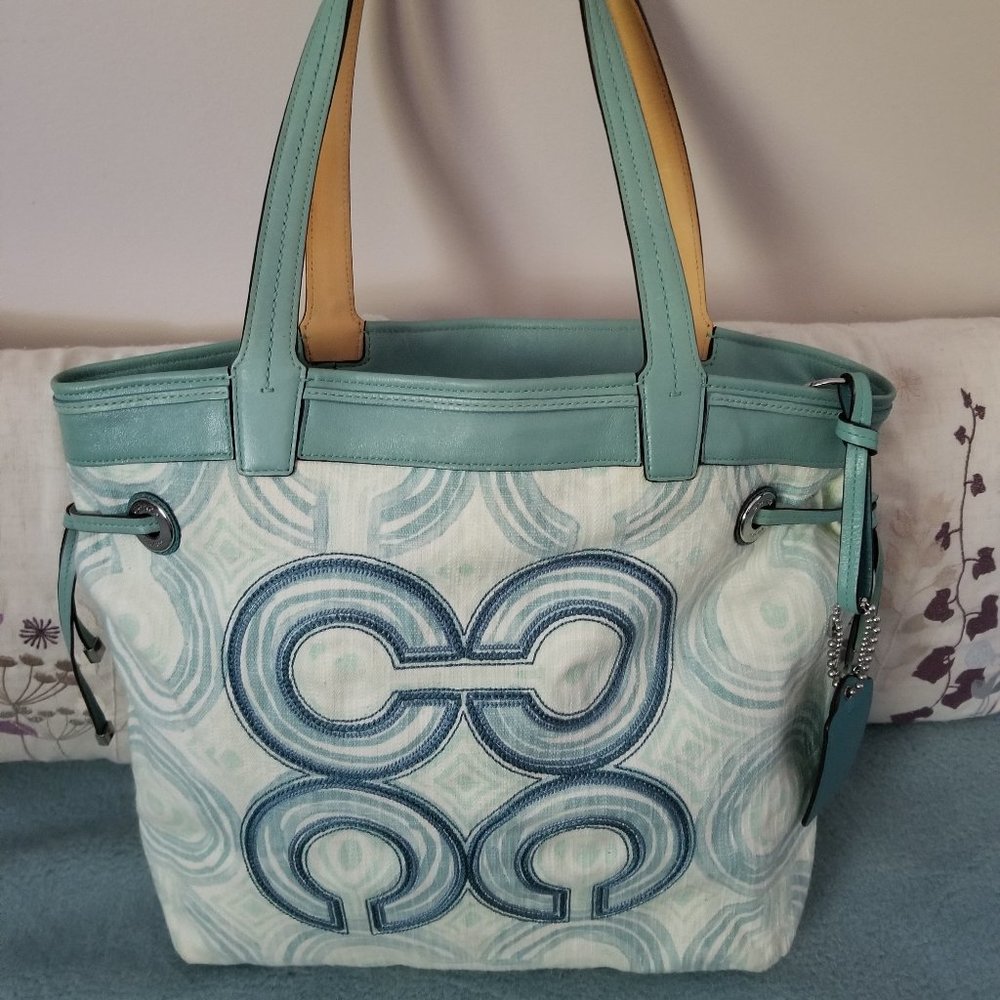 Authentic Coach Aqua Blue Large Purse